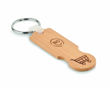 Logo trade advertising product photo of: Bamboo euro token key ring Rauma
