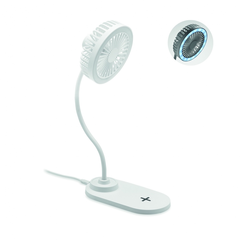Logo trade corporate gifts image of: Desktop charger fan with light