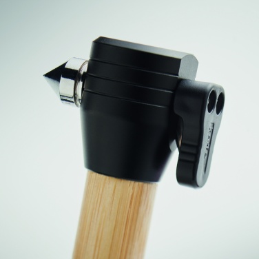 Logo trade promotional gift photo of: 3-in-1 bamboo flashlight with an emergency hammer and seatbelt cutter