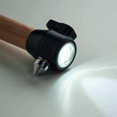 Logotrade promotional item picture of: 3-in-1 bamboo flashlight with an emergency hammer and seatbelt cutter