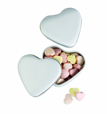 Logo trade business gifts image of: Heart tin box with candies