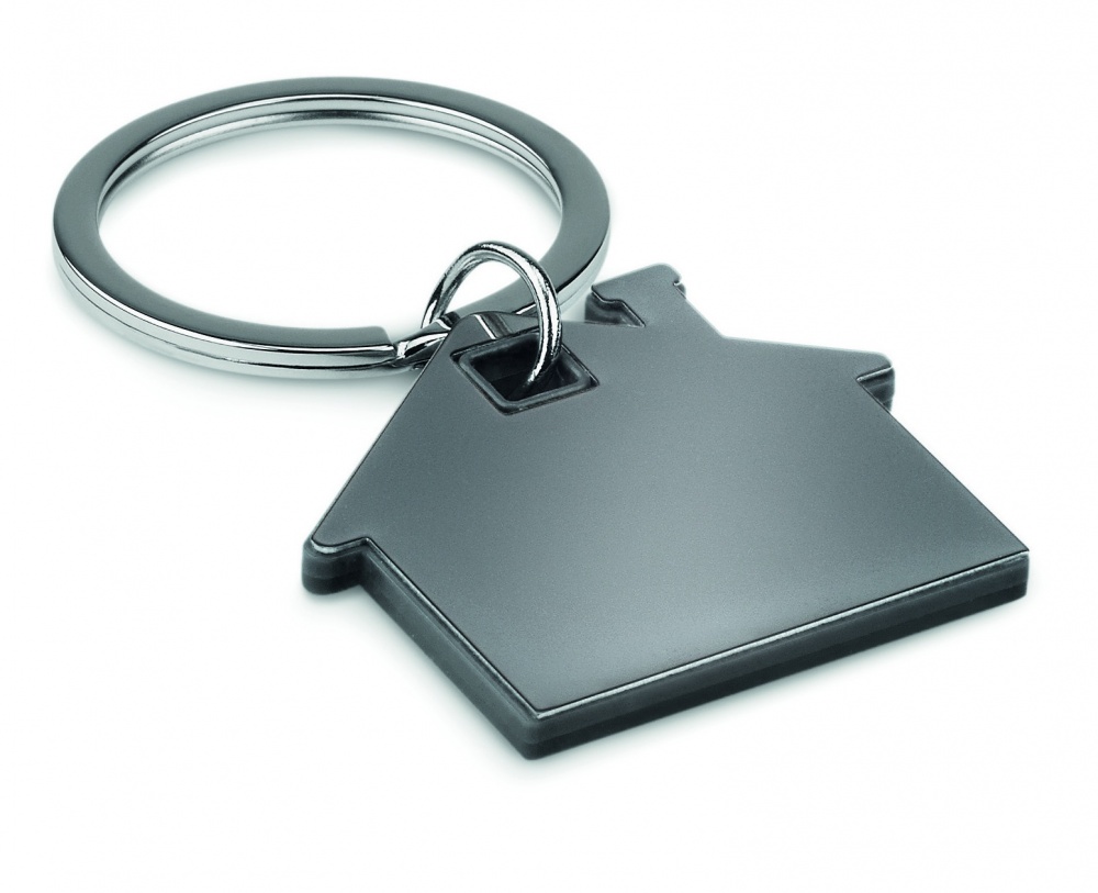 Logo trade promotional giveaway photo of: House shape plastic key ring Rezekne