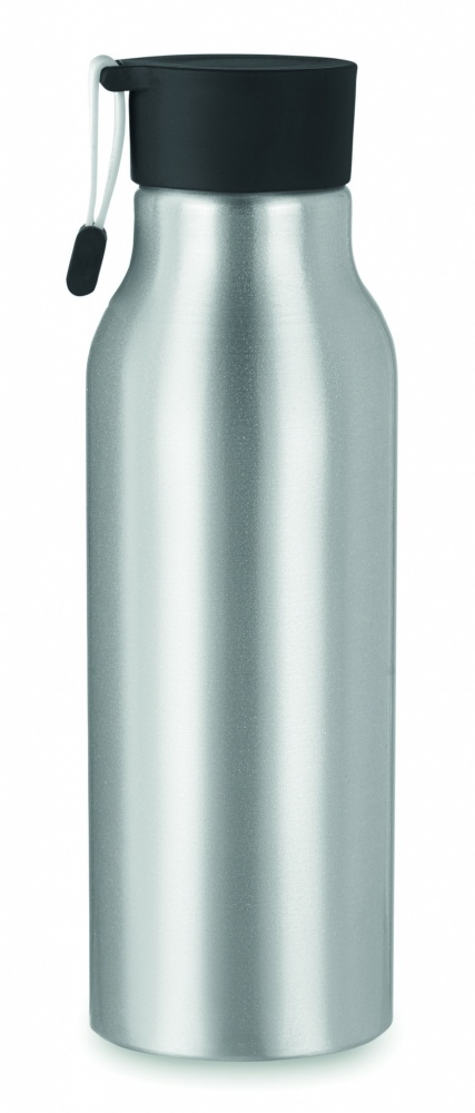 Logotrade promotional giveaway picture of: Single-walled 500 ml aluminum bottle with a PP cap and a silicone strap
