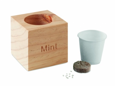 Logotrade promotional gifts photo of: Herb pot wood "MINT"