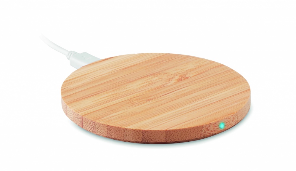 Logo trade promotional item photo of: Wireless charger bamboo 5W