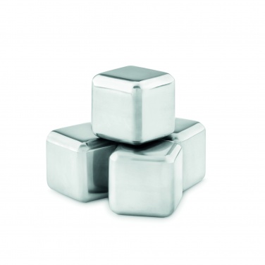 Logo trade promotional merchandise image of: Set of 4 SS ice cubes in pouch