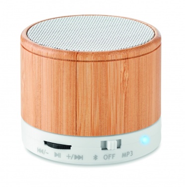 Logotrade advertising product picture of: Round Bamboo wireless speaker