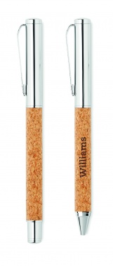 Logo trade business gift photo of: Metal Ball pen set in cork box