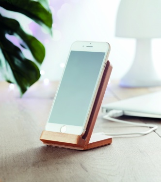 Logotrade promotional gifts photo of: Bamboo wireless charge stand 5W WIRESTAND