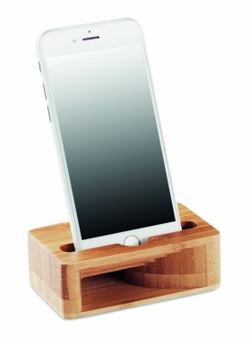 Logo trade promotional giveaways image of: Bamboo phone stand-amplifier CARACOL