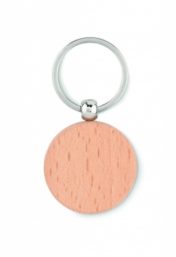 Logotrade promotional products photo of: Round wooden key ring Saldus