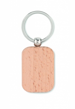 Logo trade promotional giveaway photo of: Rectangular wooden key ring Bauska