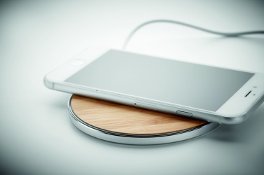 Logo trade promotional giveaways image of: Bamboo wireless charger 10W DESPAD