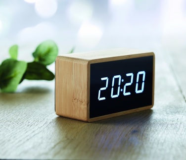 Logotrade business gifts photo of: LED alarm clock bamboo casing Düsseldorf