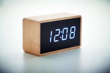 Logo trade promotional products image of: LED alarm clock bamboo casing Düsseldorf
