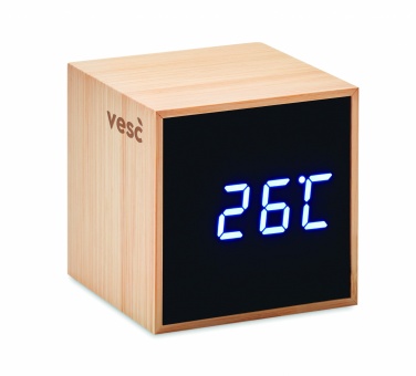 Logotrade promotional merchandise picture of: LED alarm clock bamboo casing Dortmund