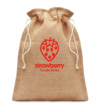 Logo trade promotional gifts picture of: Small jute gift bag 14 x 22 cm