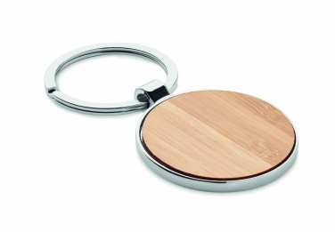 Logotrade promotional merchandise photo of: Round key ring metal bamboo Dobele