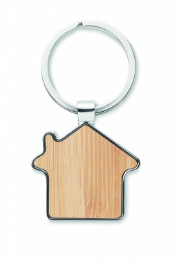 Logotrade promotional items photo of: House key ring metal bamboo NORDIC