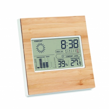 Logotrade promotional gift picture of: Weather station bamboo front TURKU