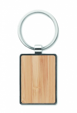 Logo trade corporate gifts image of: Rectangular key ring bamboo WEST