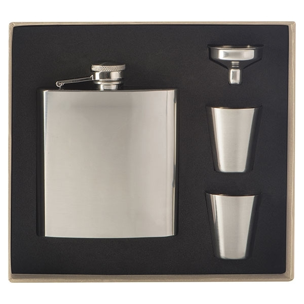 Logo trade advertising products picture of: Hip flask with 2 shot glasses SANDVIKEN 170 ml