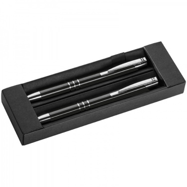 Logo trade promotional merchandise image of: Metal writing set CLAREMONT