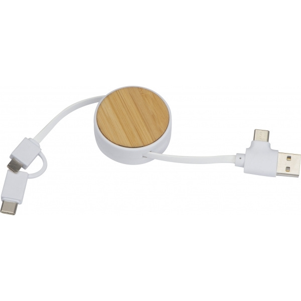 Logotrade promotional merchandise image of: Bamboo charging cable GRONINGEN