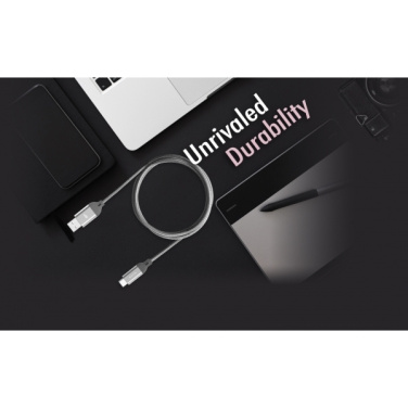 Logo trade business gifts image of: Nylon data transfer cable LK30 Type - C Quick Charge 3.0