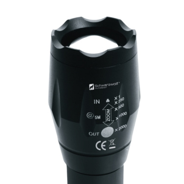 Logo trade promotional giveaways image of: Flashlight DELGADA Schwarzwolf