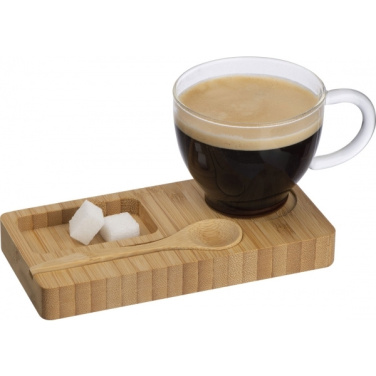 Logo trade corporate gifts image of: Tray with cup and spoon FORMOSA 150 ml