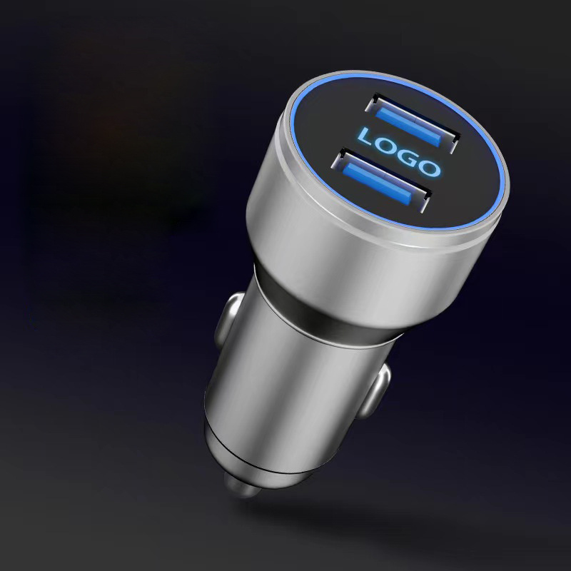 Logotrade promotional product image of: Car charger with enlighted logo for engraving