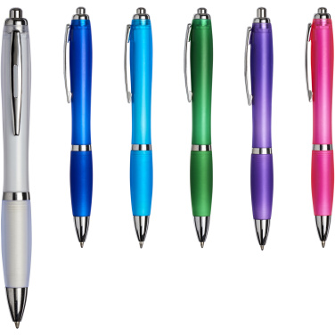 Logo trade advertising products image of: Curvy ballpoint pen with frosted barrel and grip