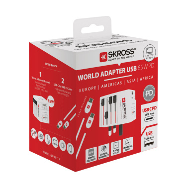 Logo trade promotional products image of: SKROSS World Travel Adapter MUV 65W PD with USB C Cable