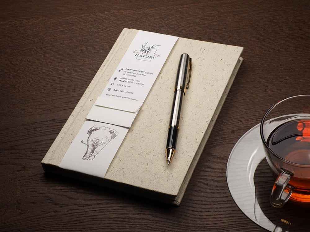 Logo trade advertising product photo of: Recycled Elephant Poo Notebook 209734400