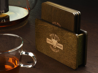 Logo trade promotional items picture of: Wooden box with 4 coasters 1871121