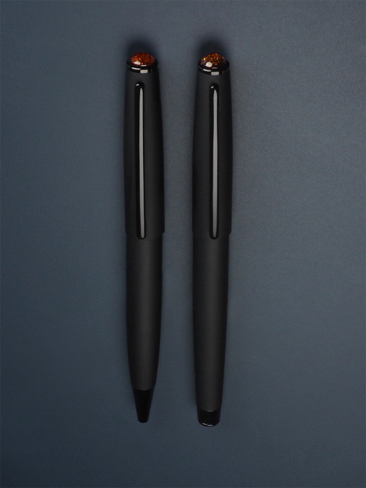 Logo trade promotional items image of: Amber Pen set  1235036