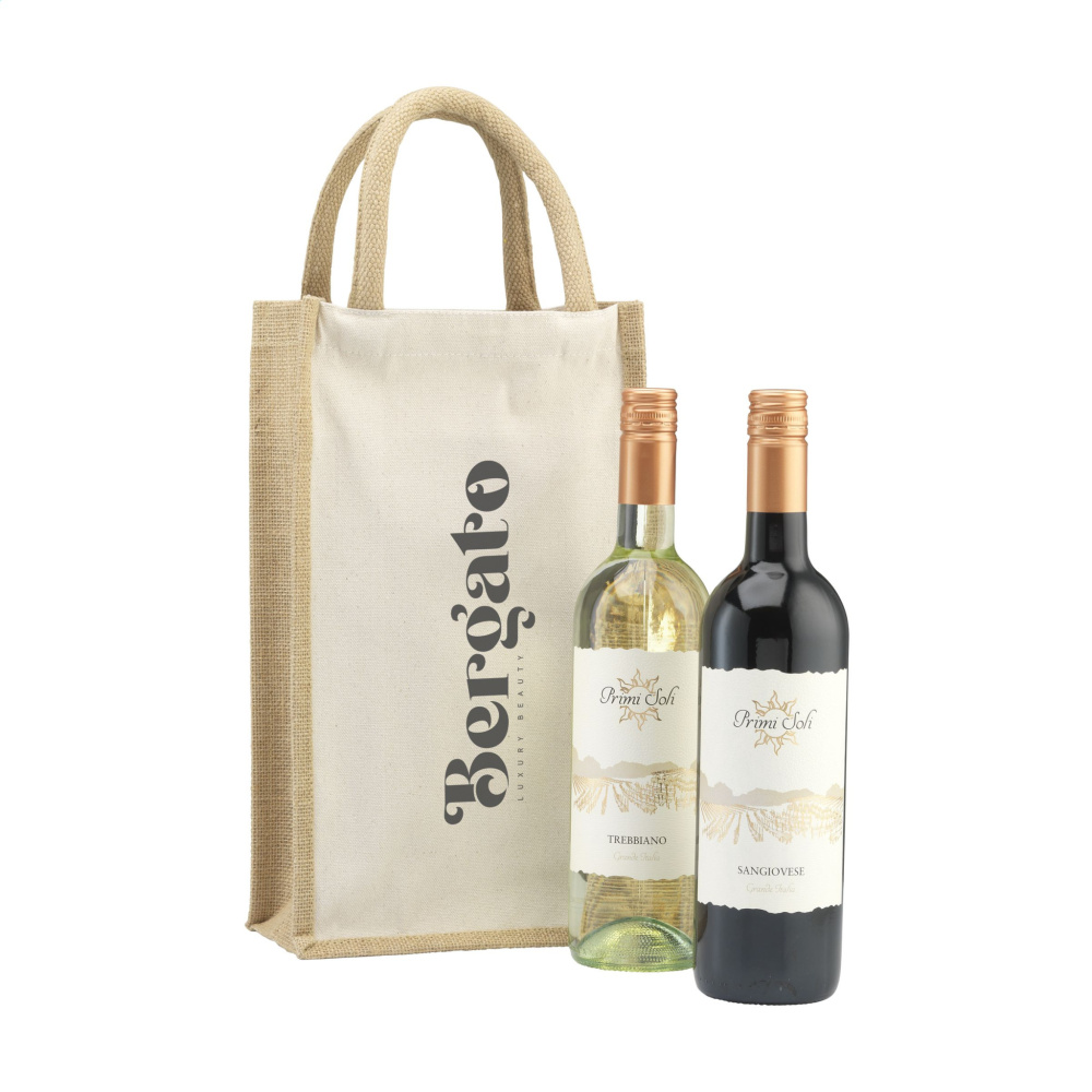 Logo trade corporate gifts picture of: Jute Canvas Double Wine Bag