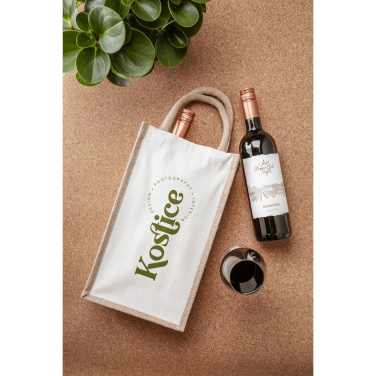 Logo trade promotional item photo of: Jute Canvas Double Wine Bag