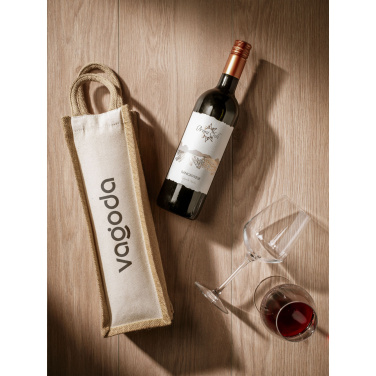 Logo trade promotional giveaways image of: Jute Canvas Wine Bag
