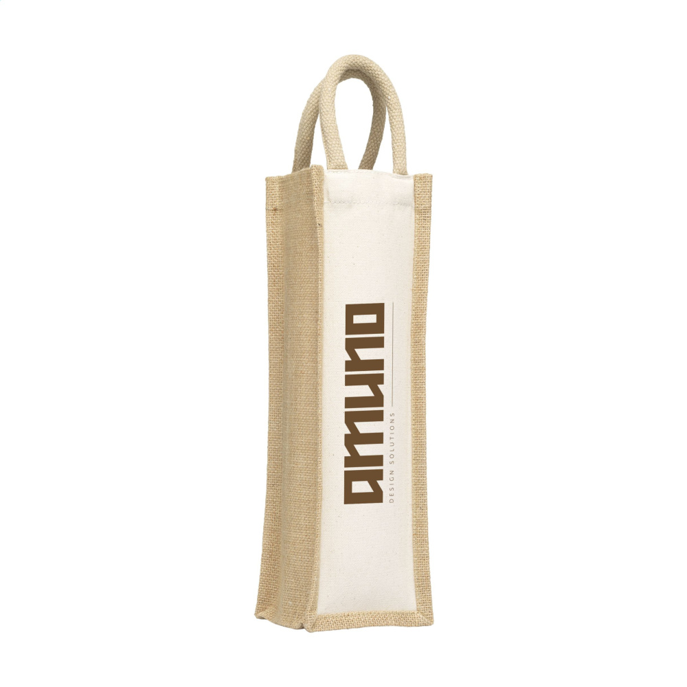 Logo trade promotional merchandise image of: Jute Canvas Wine Bag