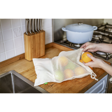 Logo trade business gifts image of: Natura Organic GOTS Mesh Bag (120 g/m²) fruit bag