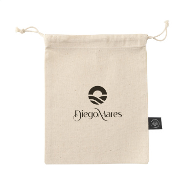 Logo trade promotional gifts image of: Gift Pouch Natural GRS Recycled Cotton (150 g/m²) S