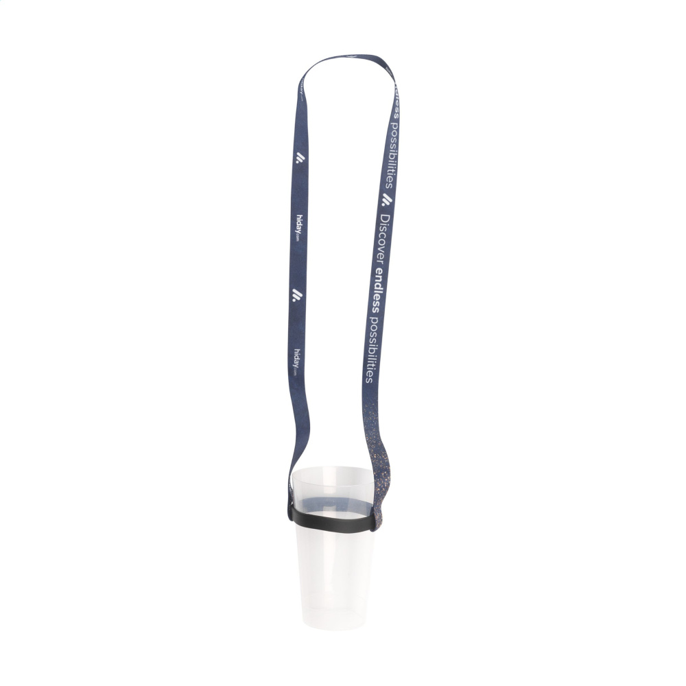 Logotrade promotional product image of: Lanyard Sublimation RPET 1.5 cm with Cup holder