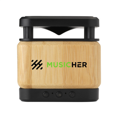 Logotrade promotional giveaways photo of: Bamboo Block Speaker with wireless charger
