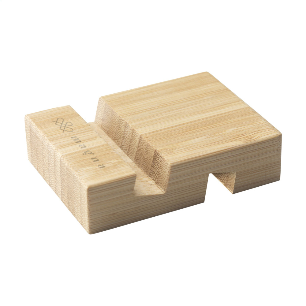 Logo trade corporate gifts image of: Supporto Bamboo phone stand