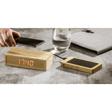 Logo trade advertising products picture of: Bamboo Alarm Clock with Wireless Charger