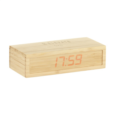 Logotrade advertising products photo of: Bamboo Alarm Clock with Wireless Charger