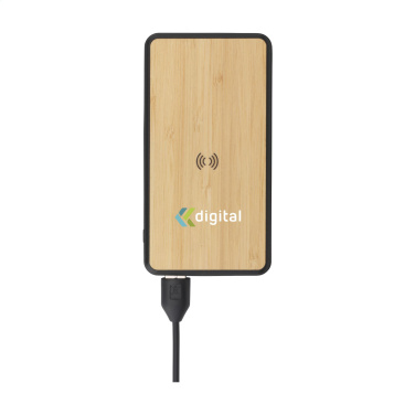 Logotrade business gift image of: Boru Bamboo RCS Recycled ABS Powerbank Wireless Charger