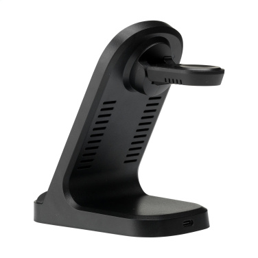 Logotrade advertising product image of: Triple-Up RCS Recycled ABS Wireless Charger Stand